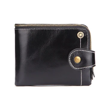 

WRF16 Women RFID Blocking Wallet Genuine Leather Zipper Design Female Short Purse With ID Card Holder Coin Pockets Mini Wallet