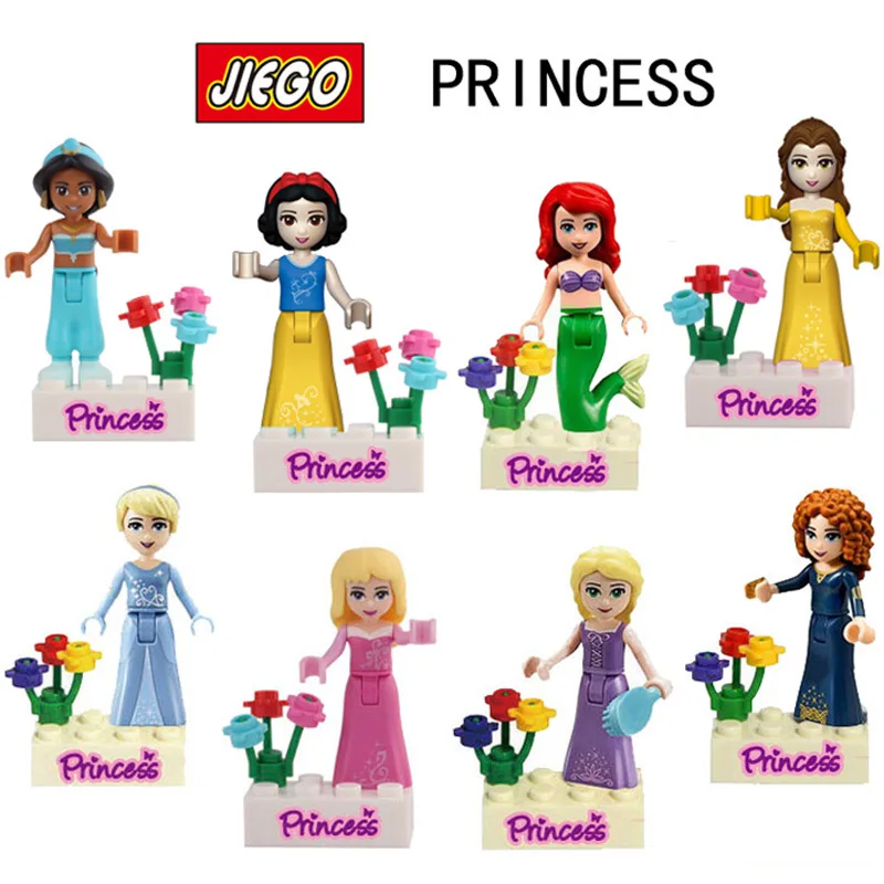 8 моделей для девочек друзья фильм принцессы Русалочки Эльза Анна Белль Белоснежка строительные блоки Фигурки игрушки для Детский подарок
