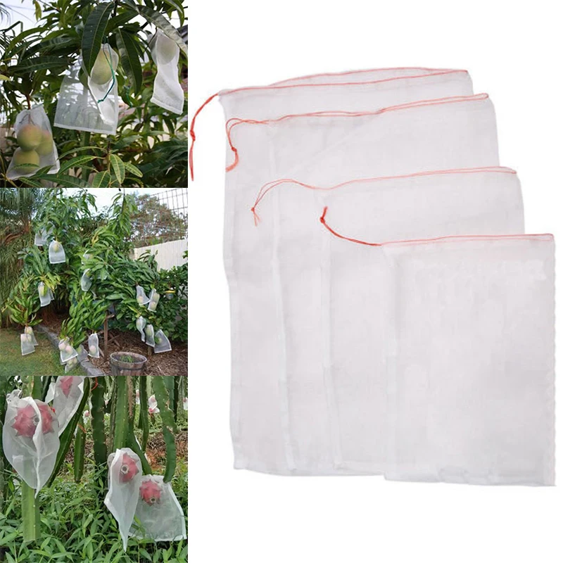 50pcs Garden Plants Fruit Protection Bag Anti Bird Netting Drawstring