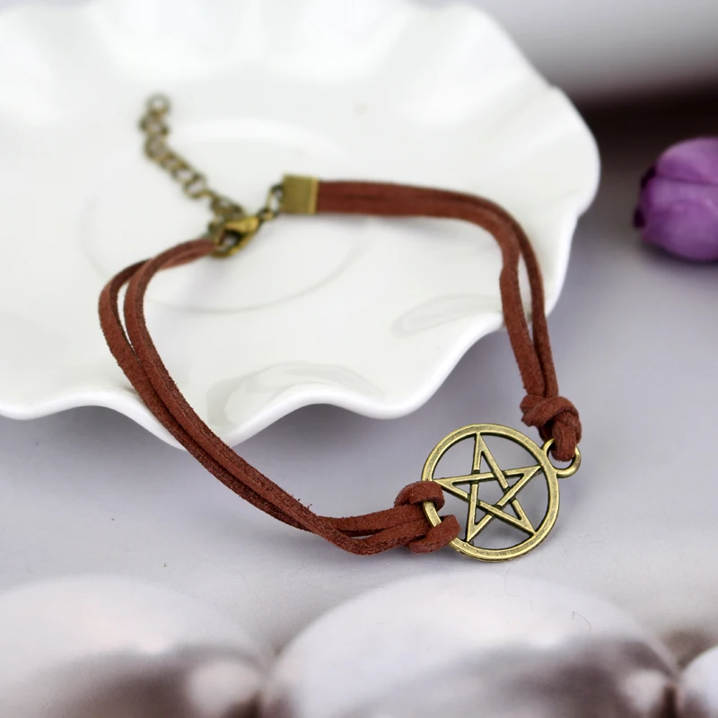 Supernatural Pentagram Star Charm регулируемые кожаные браслеты для мужчин и женщин в стиле панк