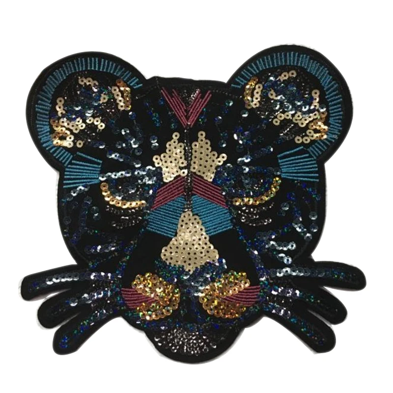 

T shirt Women sweet patch DIY sequins 23cm leopard head deal with it patches for clothing stickers 3d t shirt mens free shipping