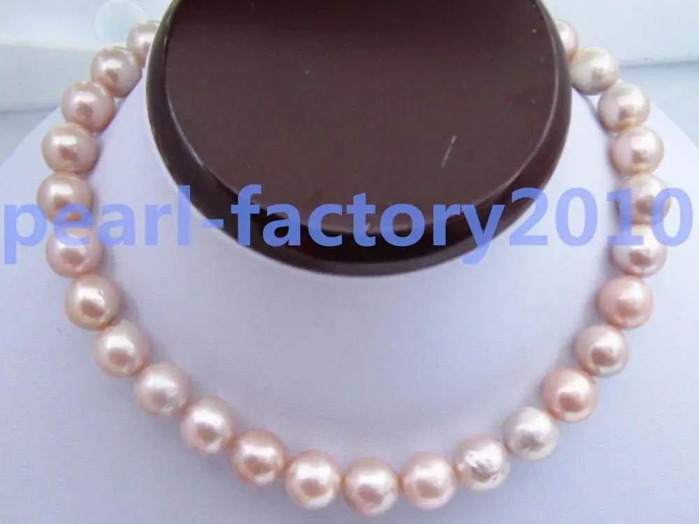 

19" baroque natural 18" 12-13MM SOUTH SEA GOLD PINK PEARL NECKLACE 14K CLASP (0926)