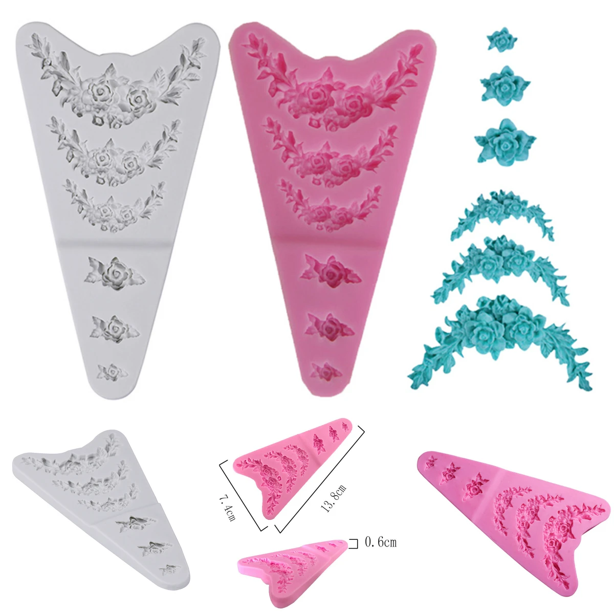 

Rose Flower Garland Silicone Mold Border Jewelry Wedding Fondant Cake Tools Stencil Cupcake Mold Decoration Mold Confeitaria