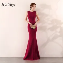 Вечернее платье Русалка Элегантный длиной до пола It's Yiiya, вечернее платье твердое длинное молния назад без рукавов, сексуальные платья выпускного вечера с круглым вырезом, C096, лето