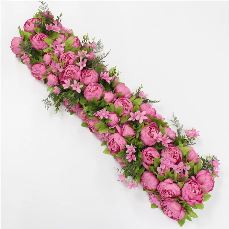 custom made Artificial rose flower row Wedding background wall arch Welcome desk decorative fake flower Home holiday decoration - Цвет: A rose red