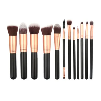 

12Pcs Multi-functional Professional Wooden Handle Nylon Wool Makeup Brushes Set Powder Blush Eye Shadow Blending Makeup Tool Kit