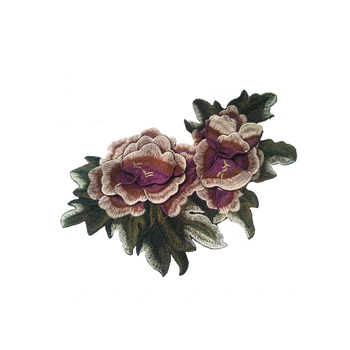 

Two Big Peony Flowers Computer Embroidered Patches Sew on applique For Clothes Wedding Dress Decoration Applique Diy Accessory