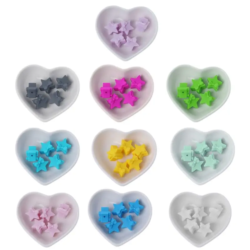 

5Pcs Colorful Silicone Star BPA Free Silicone Teether DIY Crafts Baby Accessories Silicone Beads Baby Teethers Toy