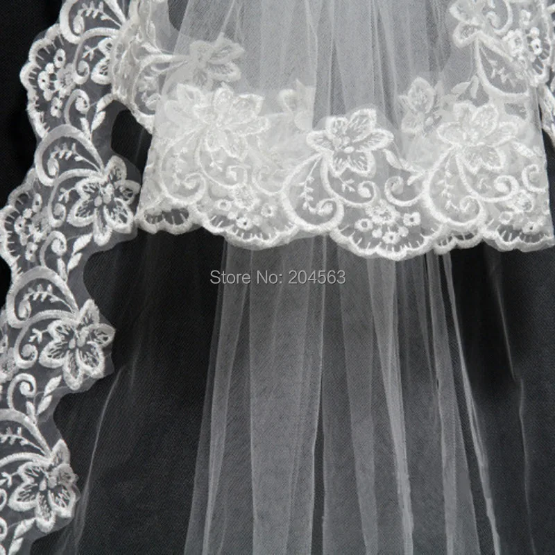 Однослойная белого цвета или цвета слоновой кости кружевная свадебная вуаль из тюля для невесты без гребня