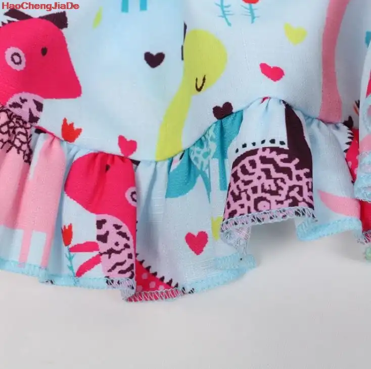 Bayi Gadis Dinosaurus Gaun Musim Panas Anak Putri Gaun Hewan Pola