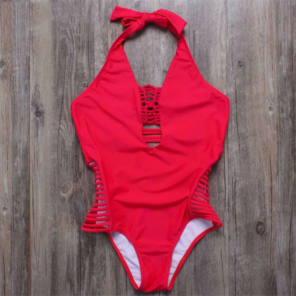 Suittop 2018 Цельный купальник пикантные однотонные женские купальники купальный
