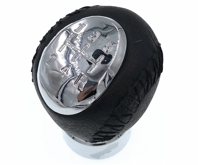 High Quality 5 Speed Chrome Leather Car Manual Gear Stick Shift Knob