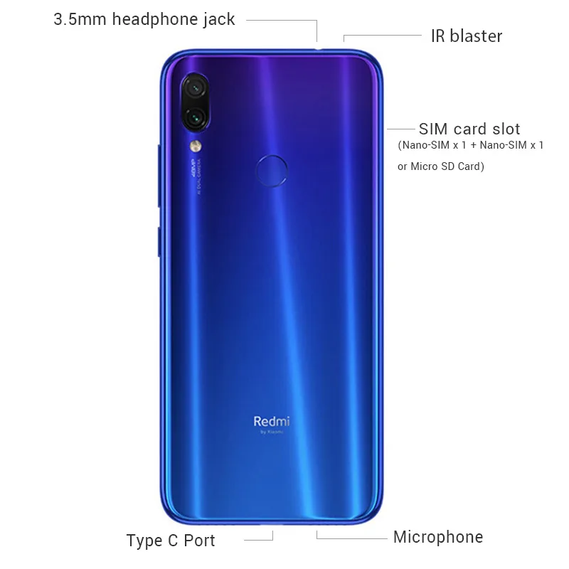 Смартфон Xiaomi Redmi Note 7 6 ГБ+64 ГБ Snapdragon 660 восемь ядер двойная камера 48 Мп 3 дюймовый