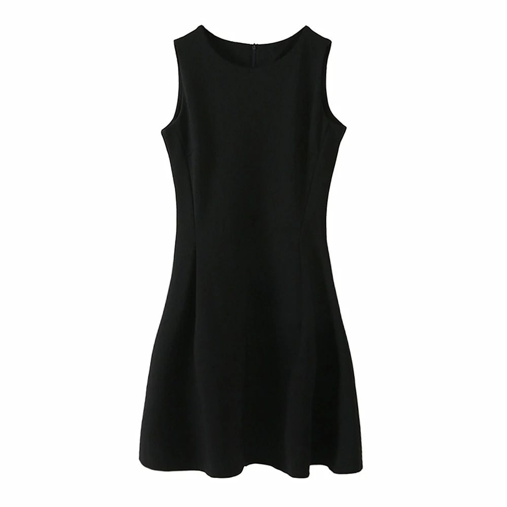 Women's Autumn Sleeveless Classical Little Black Dress Ponte Fit Flare