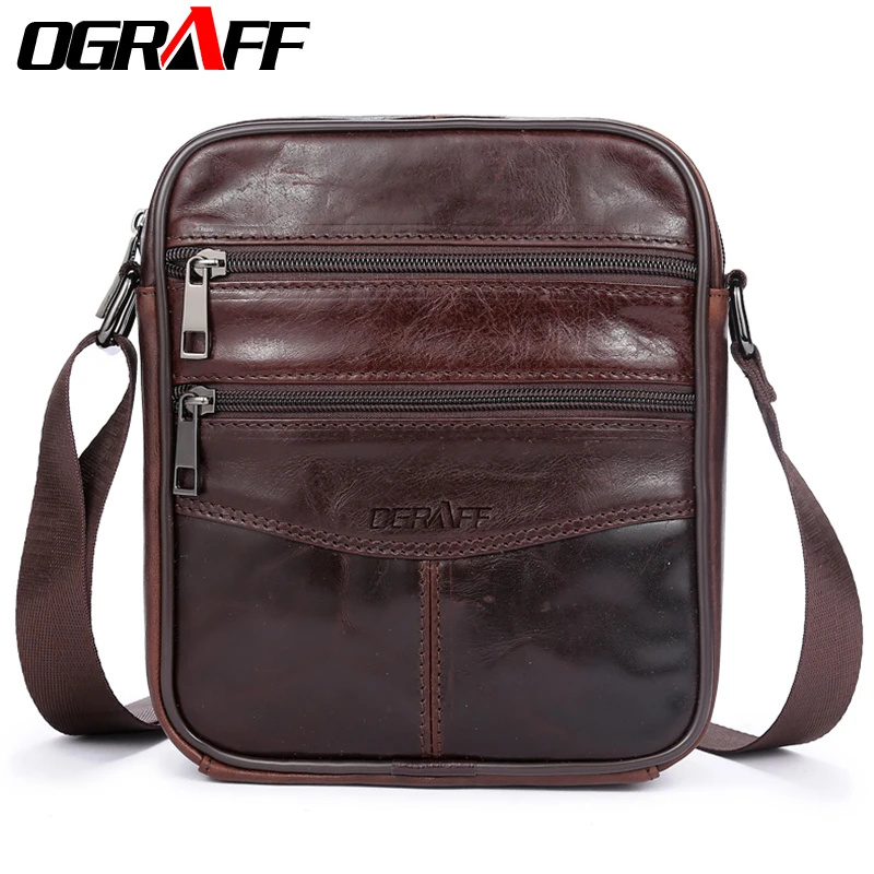

OGRAFF Famous Brand Genuine Leather Men Bag Casual Business Leather Mens Messenger Bag Vintage Men's Crossbody Bag bolsas male