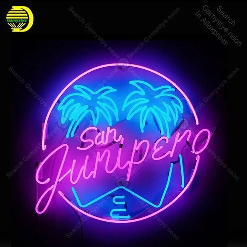 Neon light sign Junipero Palm Tree Restaurant Beer love room Neon Lamp sign store display neon Letrero lights enseigne Handcraf