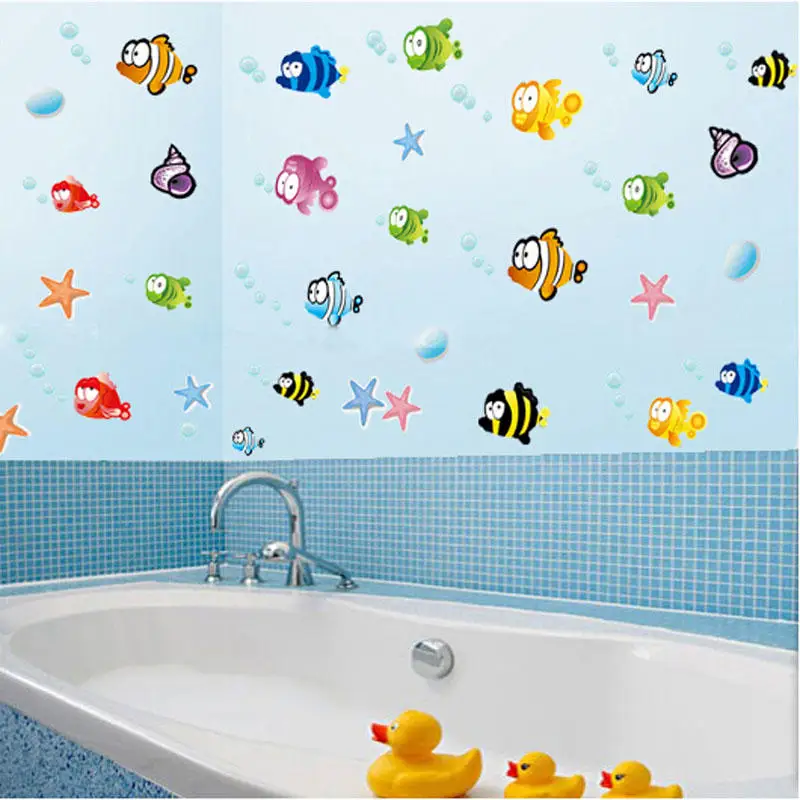 New Baby Bathroom Stickers 45*60cm Cartoon Removable Vinyl Art Kids Home Decor Mural Fishing Ocean Sea Fish Wall Sticker Decal New Baby Bathroom Stickers 45*60cm Cartoon Removable Vinyl Art Kids Home Decor Mural Fishing Ocean Sea Fish Wall Sticker Decal