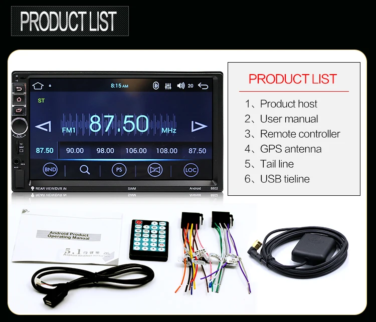 ANLUD Car Radio 7 Touch Screen Android 6.0 Multimedia Player GPS Navigation MP5 Player 2DIN In-Dash FM Radio USB with Remote (23)