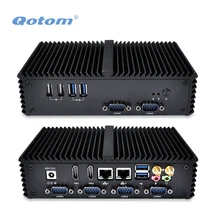 QOTOM Core i3/ i5 Mini PC with 2 Gigabit LAN and 6 Serial ports, 2 HD Video port, 6 USB, Fanless Mini PC Core i3 i5 X86