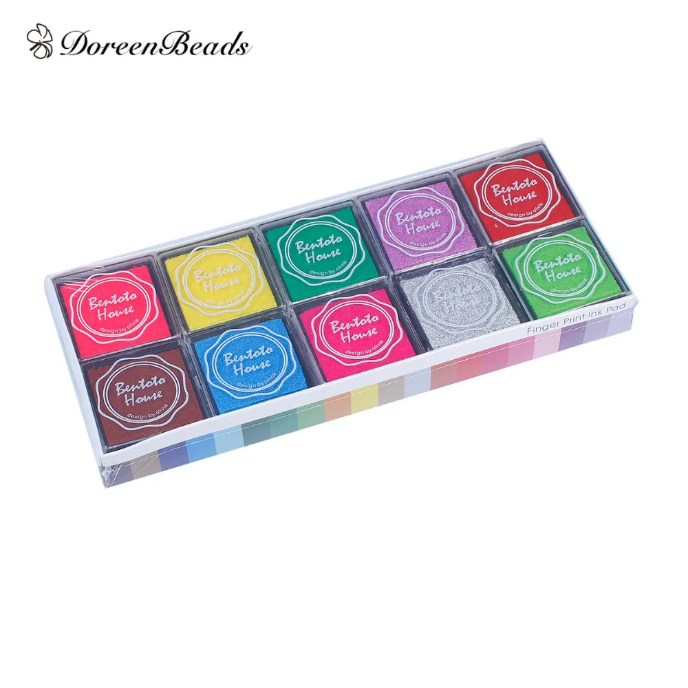 

DoreenBeads 20PCs/Set Sponge Multicolor Ink Pad For Rubber Stamps Craft Card DIY funny work Fingerprint Scrapbooking Accessories