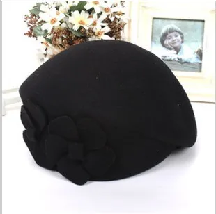 High quality women 100% wool berets hat autumn and winter pure color