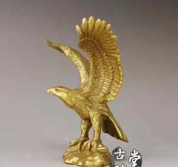 

4.4" China Feng Shui Sculpture Brass Copper Eagle Tercel Winged Statue