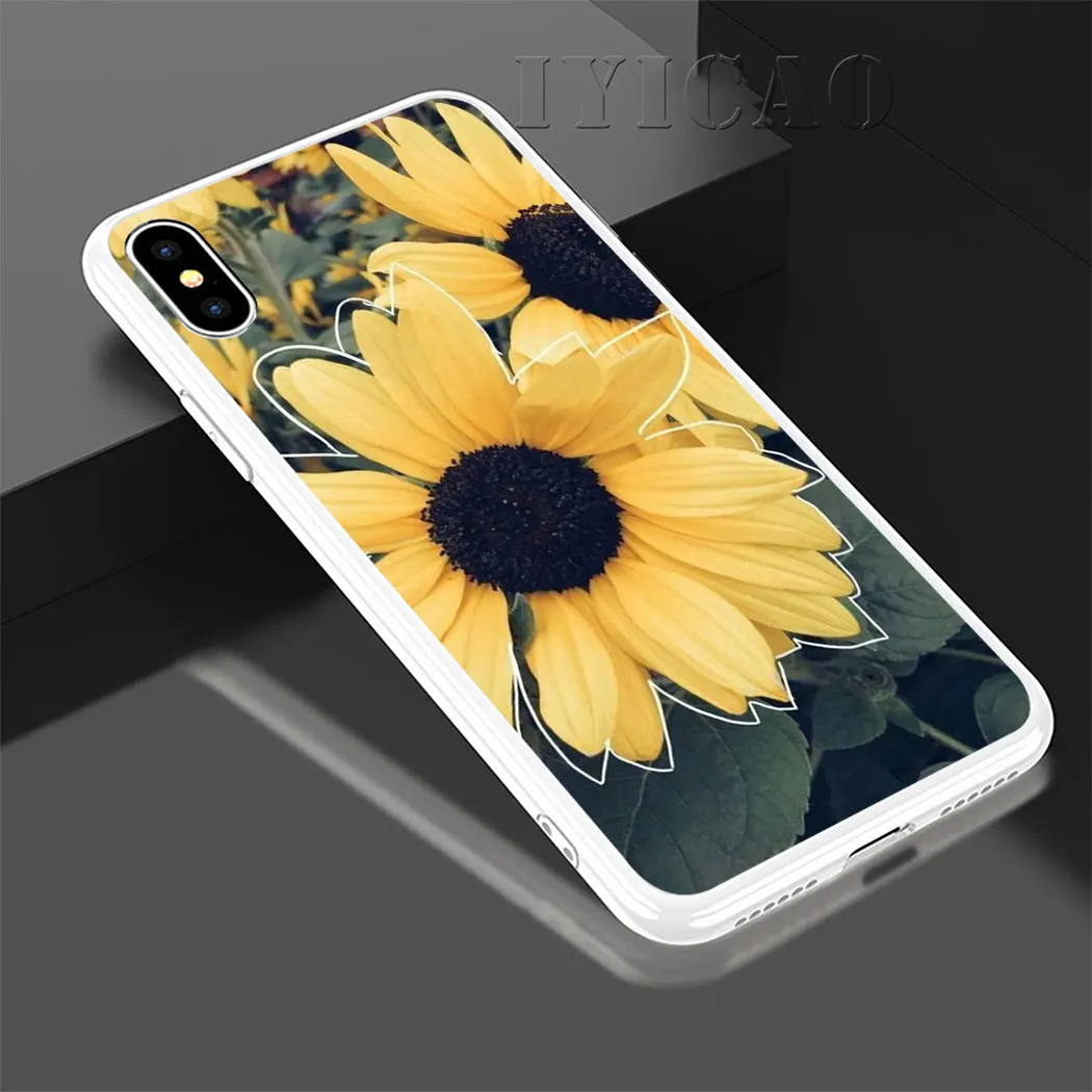 Пион Sunflowe Роза ромашки растения Цветок Жесткий Чехол для iPhone 4 4S 5 5S Se 6 7plus 8 8Plus X XS MAX