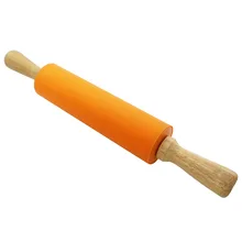 1 шт. кухонный кондитерский инструмент деревянная ручка, силикон антипригарная скалка для теста скалка для выпечки приспособления для самостоятельной выпечки 38 см