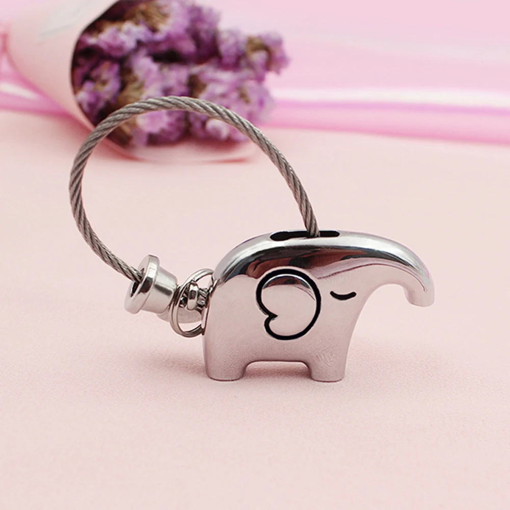 Милый слон из мультфильма брелок с изображением животных стальной проволоки брелок подарок для пары