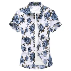 MOGU Для Мужчин's Regular Fit Рубашки Модные летние пляжные шорты Уличная 5XL 6XL 7XL плюс Темно-синие печатных 2019 Прибытие Рубашка