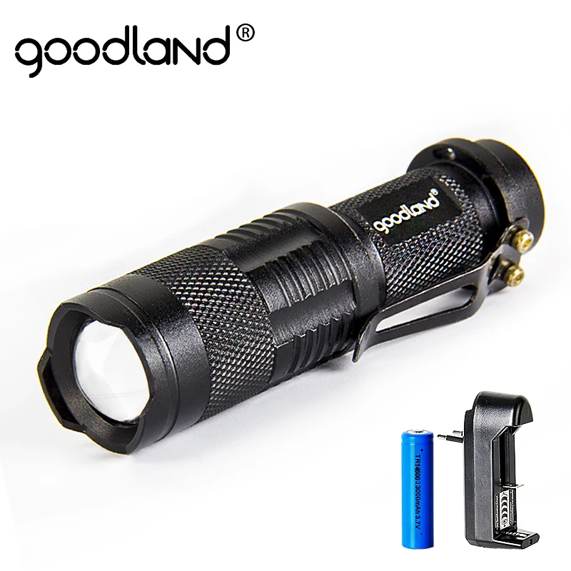 Светодиодный фонарик Goodland T6 черный для кемпинга 5 режимов Регулируемый