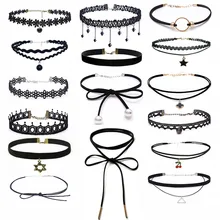 Очаровательное модное Стильное колье-чокер Черная кружевная кожаная бархатная полоска женский воротник вечерние ювелирные изделия Аксессуары для шеи чокеры