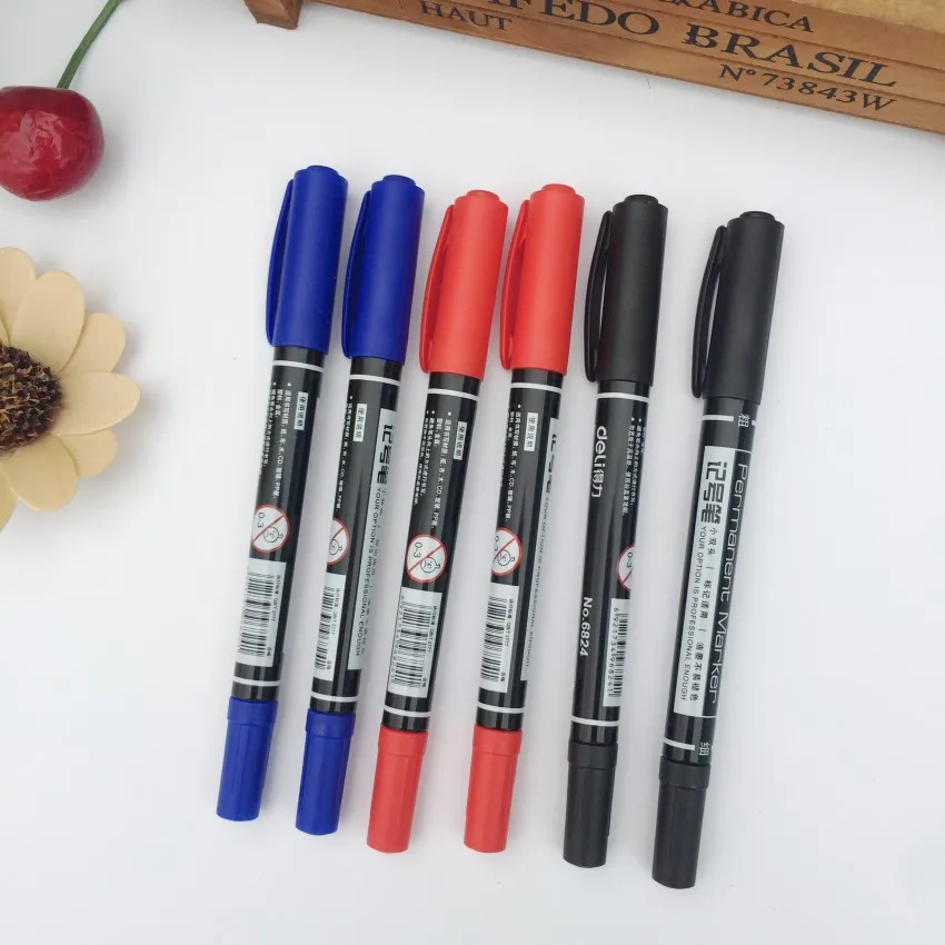 

AryaArte 6pcs Permanent Markers Twin Tip black/red/ blue ink Drawing Fabric Metal CD / DVD Marker Pen