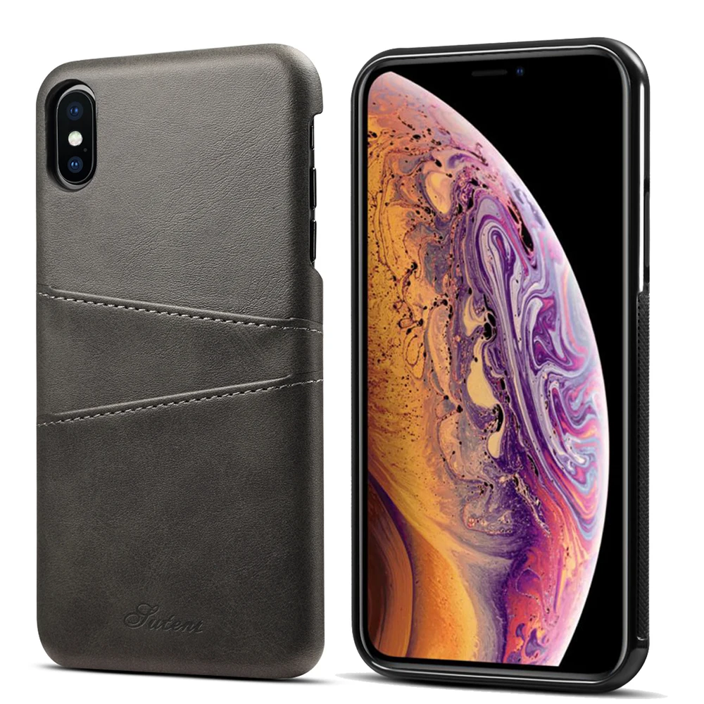 

AXBETY For iPhone XS/XS MAX/XR / 6 6S 7 8 Plus Case Vintage PU Leather Hard Back Cover For iPhone 7 Card Pocket Carry Phone Case