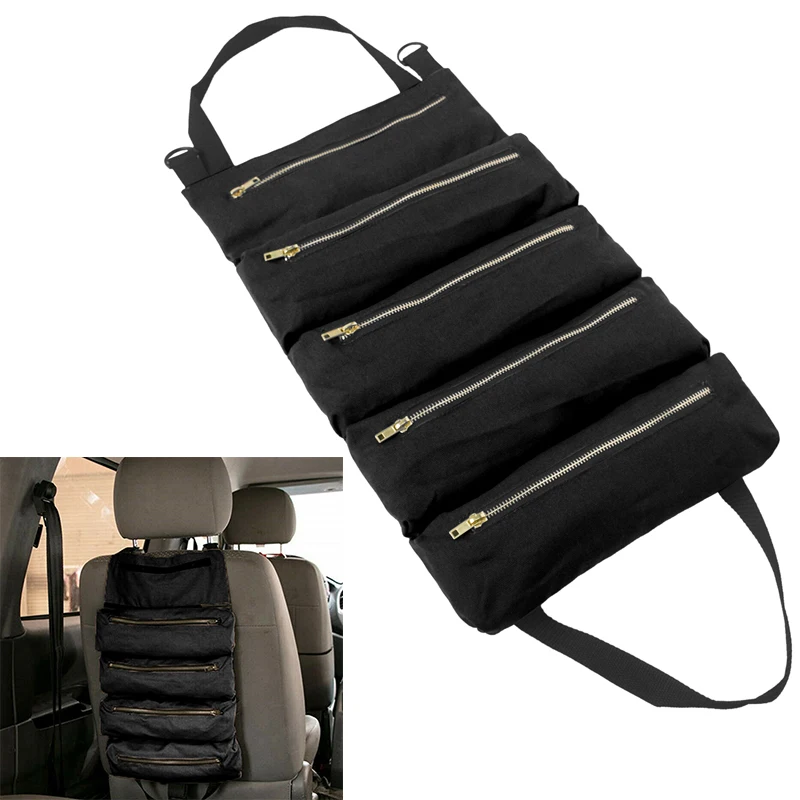 

Spanner Car Tool Storage Wrench Car Bag Roll Plier Hardware Seat Back Canvas Durable 49 X 29 Cm