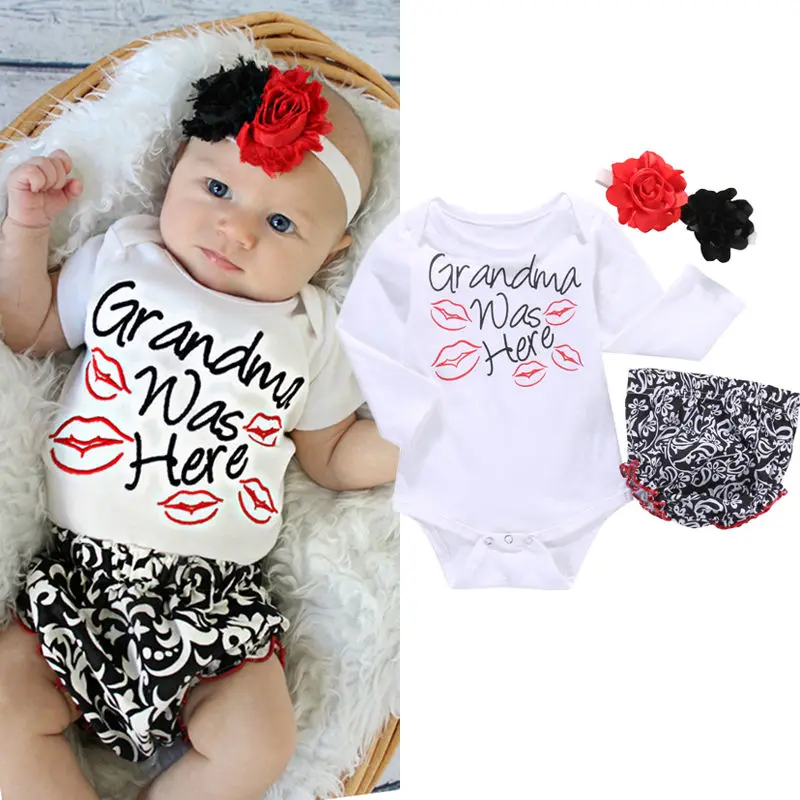

2016 Cotton Baby Clothing Toddler Newborn Baby Girls Clothes Infant Romper Ruffles Flower Pants Outfit Set