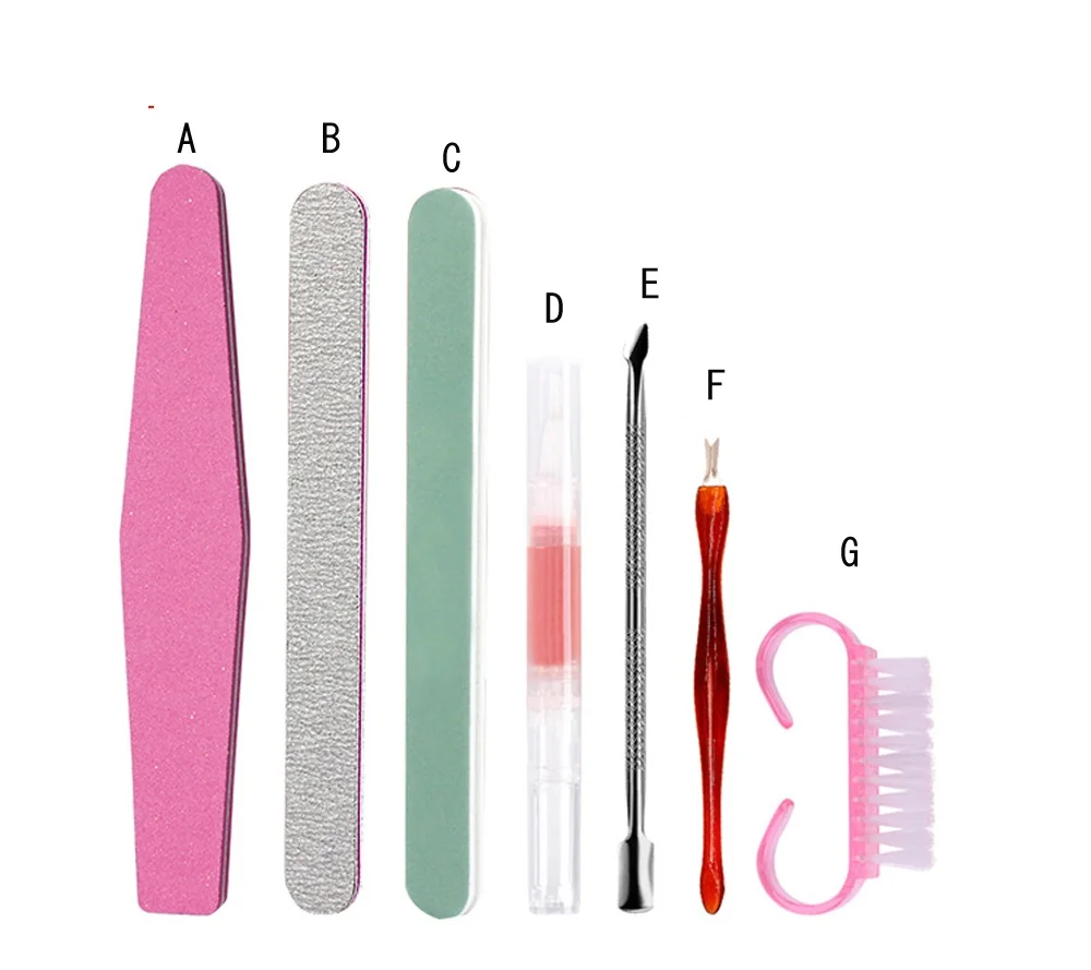 7 Pcs Manicure Nails Starter Tool Kit Pen Stainless Steel Cuticle
