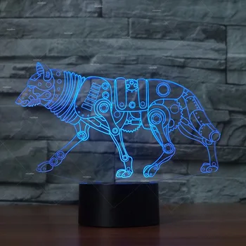 

Robot wolf 7 Changing Colors 3d illusion night lamp