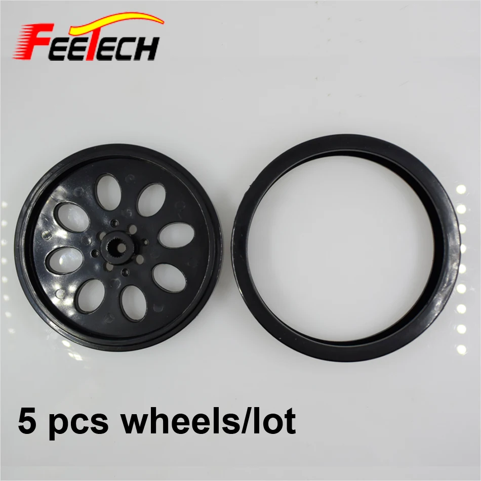 

5 pcs FEETECH Black Wheel for FS5103R Servo Robot Platform Wheel