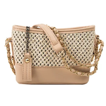 

2019 Boho Straw Bag Summer Casual Weave Shoulder Bags Beach Ladies Hand Bag Khaki Black White Rattan Sac Main Femme