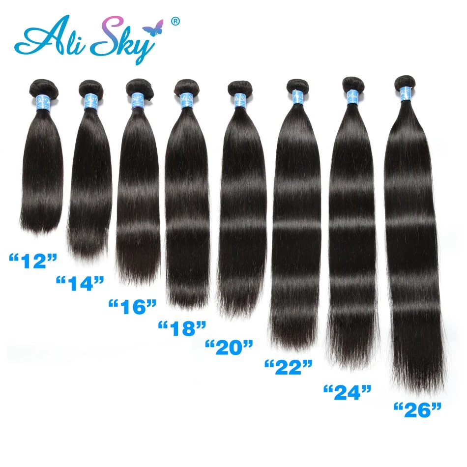Ali Sky плетение волос 1 шт. перуанские прямые Remy человеческие волосы уток густые пряди "-26"