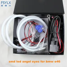 FSYLX Ultra bright 4*131mm 3014 SMD LED Angel Eyes for BMW E46 E39 E38 E36 projector led headlight halo ring kit white for E46