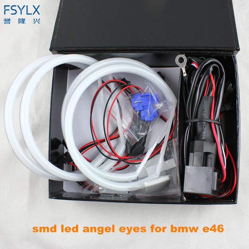 FSYLX جدا مشرق 4*131 ملليمتر 3014 SMD LED عيون الملاك ل BMW E46 E39 E38 E36 العارض led العلوي خاتم على شكل هالة كيت الأبيض ل E46