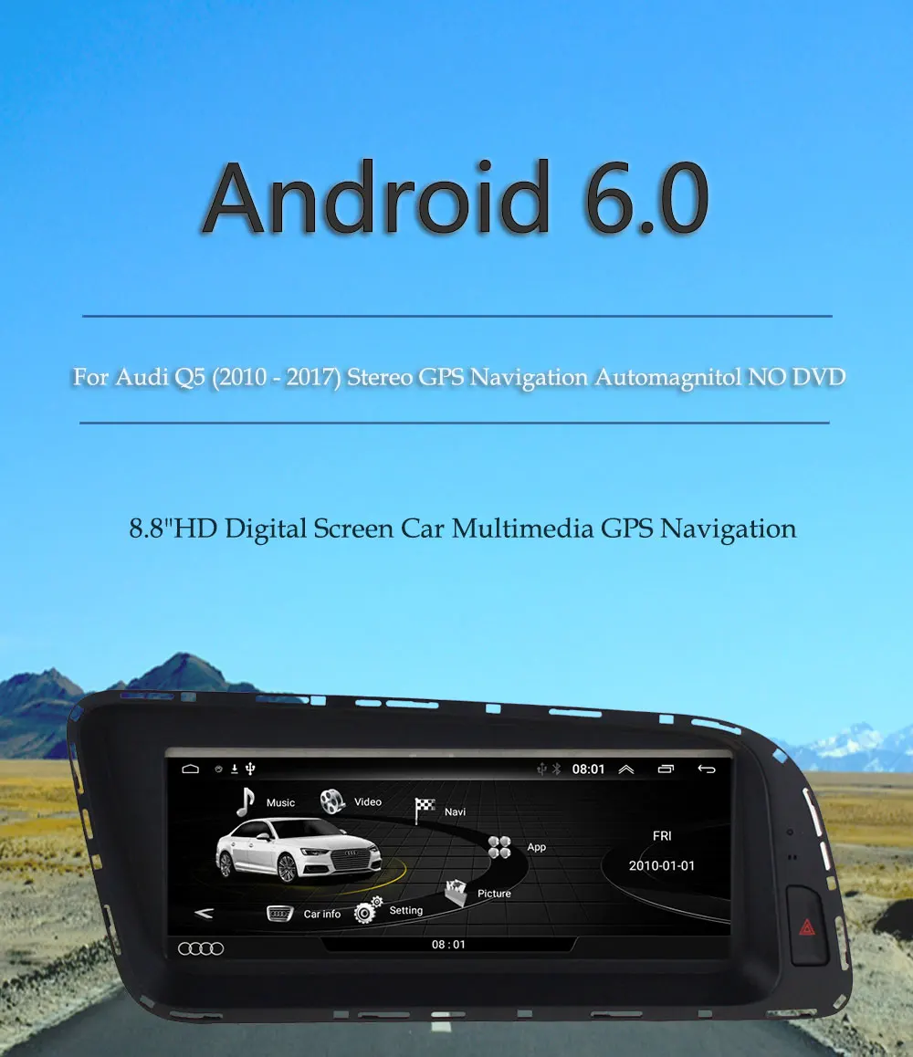 Best 2 Din Android 7.1 Car Radio For Audi Q5 2010 2011 2012 2013 2014 2015 2016 2017 Stereo GPS Navigation Car Head Unit Autoradio 2