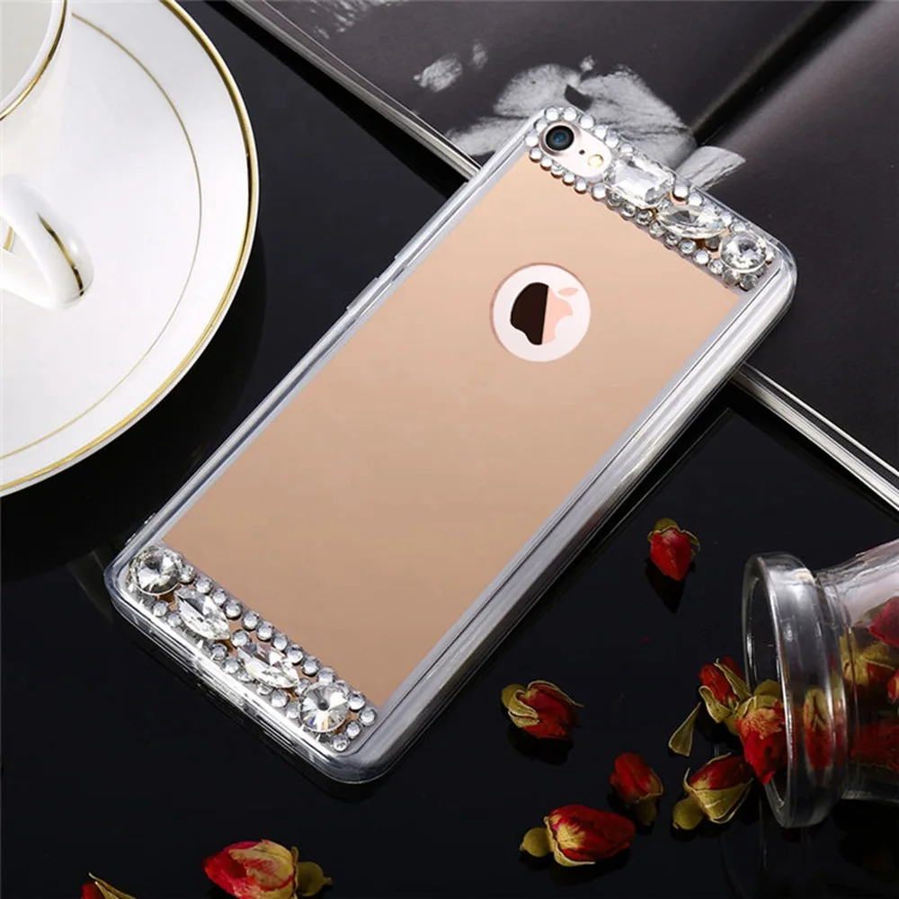 KISSCASE-Phone-Case-For-iPhone-5-5S-SE-6-X-10-Shells-Acrylic-Mirror-Jewelled-Soft(2)