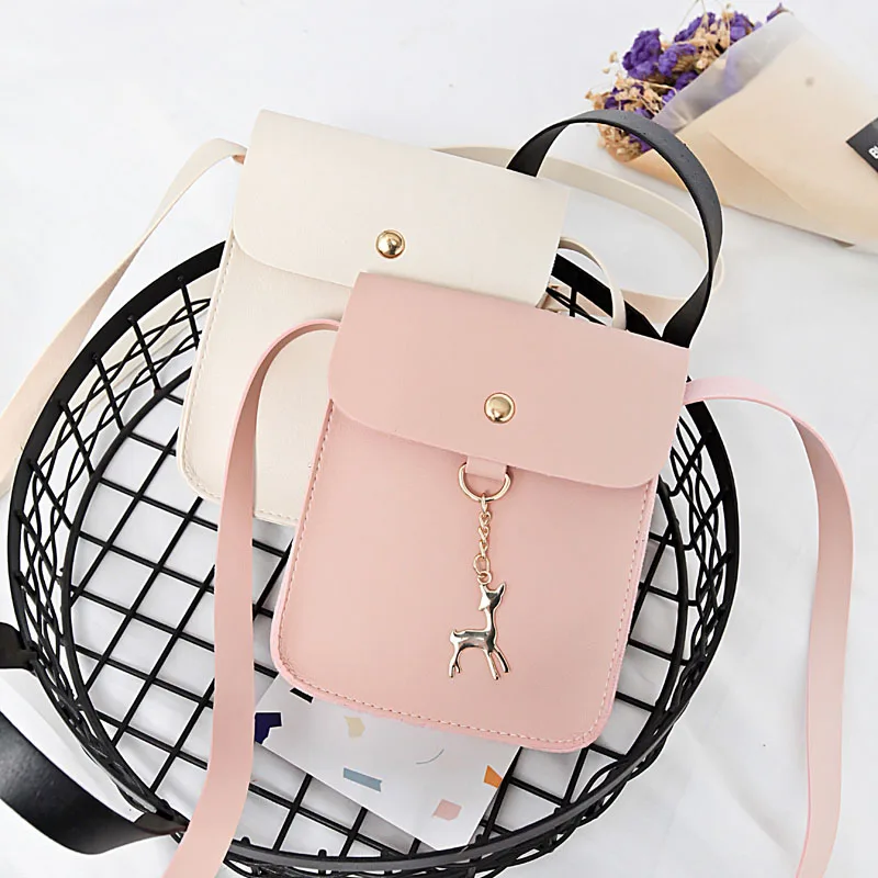 

Women Mini Messenger Bag With Deer Toy Coin Phone Shoulder Bags Handbag BS88