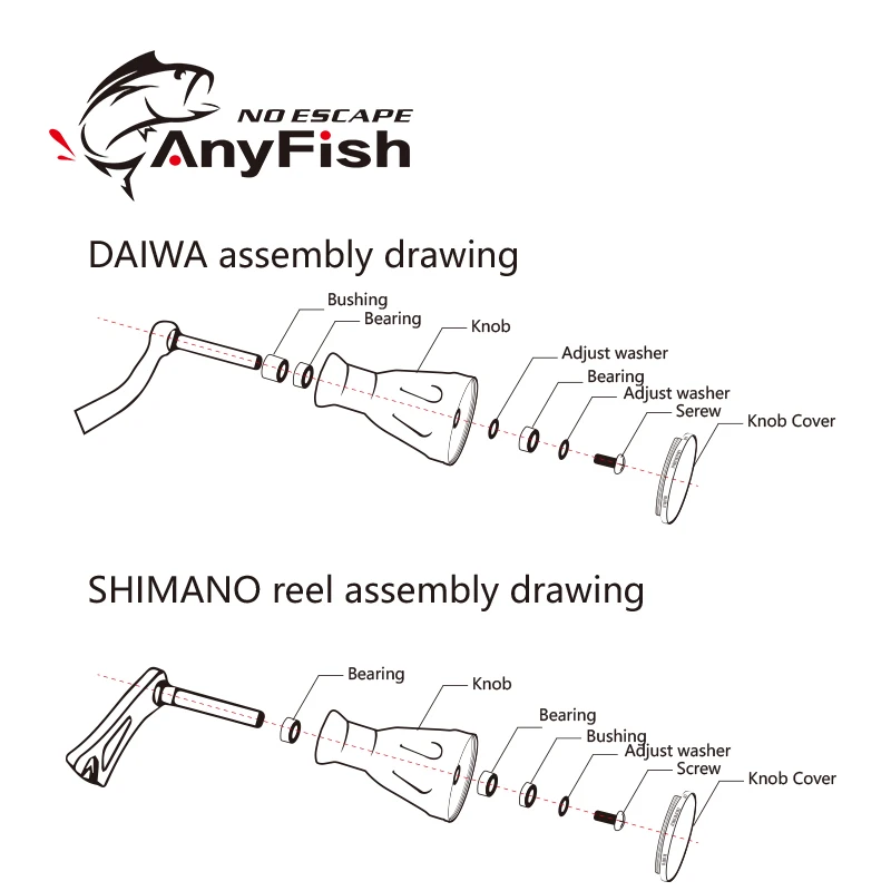 ANYFISH силовая Ручка Катушка Ручка ручка для Shimano Stradic CI4 Curado Sedona Daiwa CR80 baitcasing катушка спиннинговые Катушки Снасти