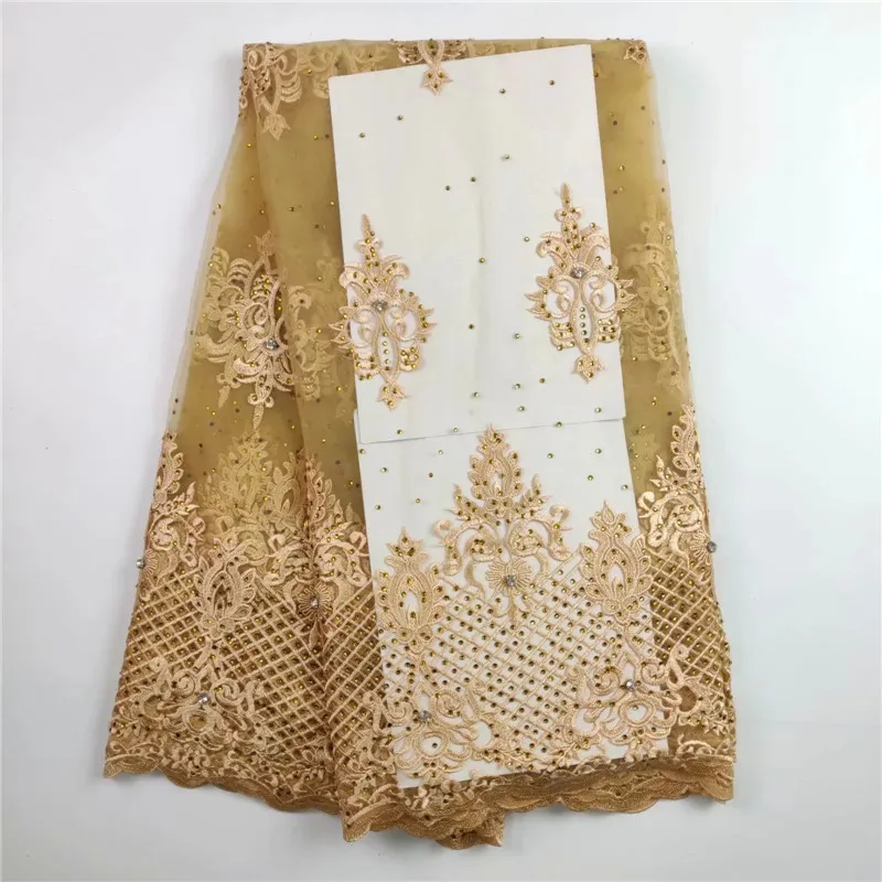 

Fashion French Lace Fabric High Quality African Tulle Embroidered flower transparent net Lace Fabric diamond For Wedding WH12720