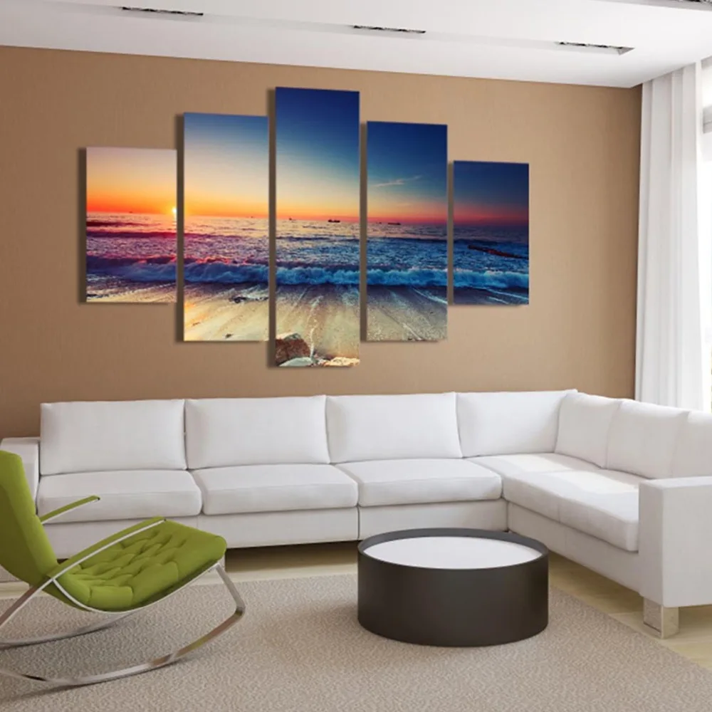 Beach waves canvas wall art abstract print home decor for living room
