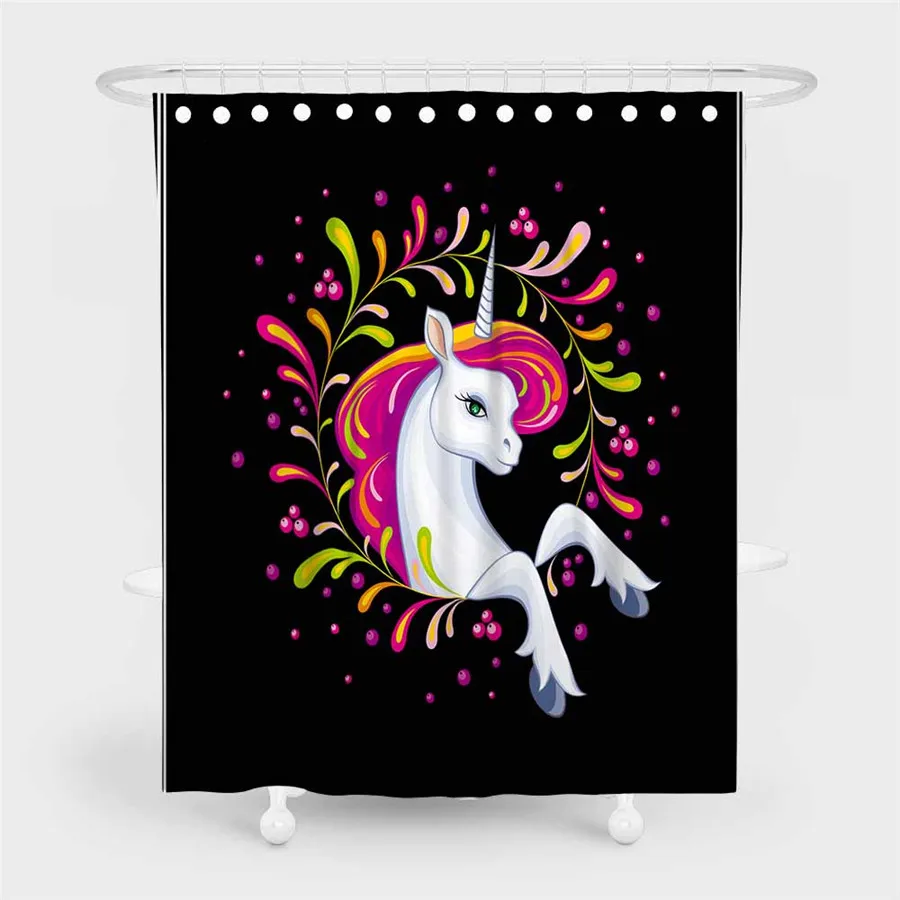 3D Beach Unicorn Shower Curtain Bathroom Waterproof Polyester Printing Curtains for Bathroom Shower